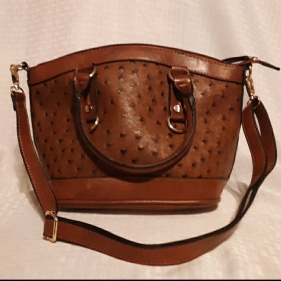 Handbags - Brown Ostrich Shoulder Bag Hand Bag